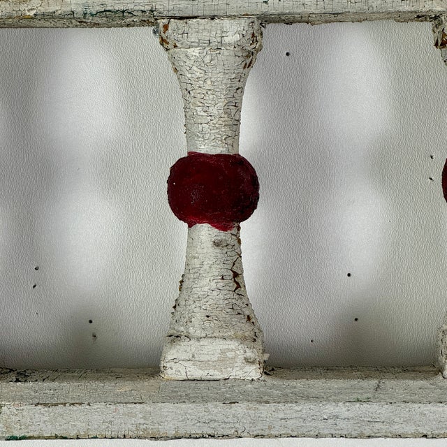 Paint Architectural Salvaged Wooden Balustrade Railing With Original White & Red Knots Paint For Sale - Image 7 of 11