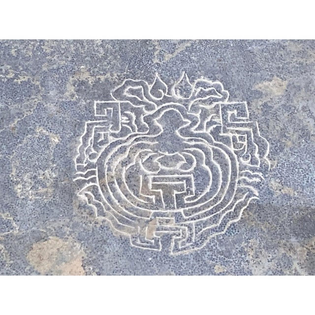 2020s Chinese Distressed Gray Stone Rectangular Scroll Stand For Sale - Image 5 of 6