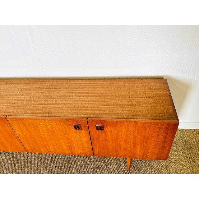 Wood Scandinavian Teak Sideboard with 4 Doors and Tapered Legs, 1960s For Sale - Image 7 of 18