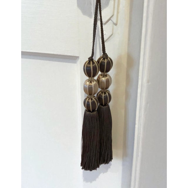 Pair of Smoky Ash and Stone Colored Beaded Key Tassels For Sale In New York - Image 6 of 14