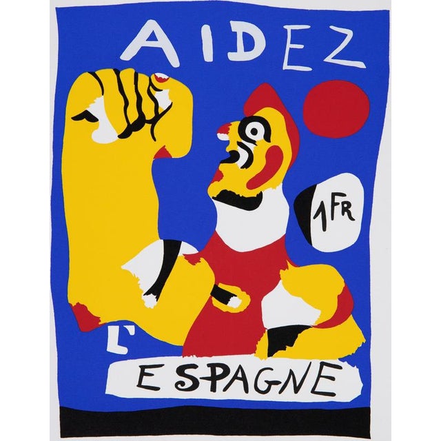 Joan MIRO (1893-1983) Help Spain Color screen printing Signed in the plate On Vellum 27 x 33 cm (c. 11 x 13 inches)...