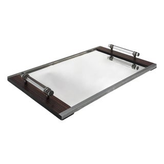 French Modern Mirrored Tray in the style of Jacques Adnet, 1940s For Sale