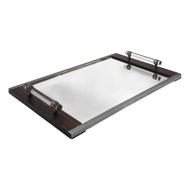 French Modern Mirrored Tray in the style of Jacques Adnet, 1940s For Sale