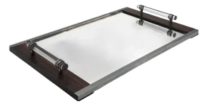 French Modern Mirrored Tray in the style of Jacques Adnet, 1940s