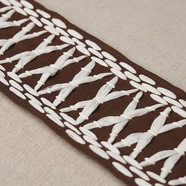 Contemporary Sample - Schumacher X Mary McDonald Tikki Tape Trim in Brown For Sale - Image 3 of 5