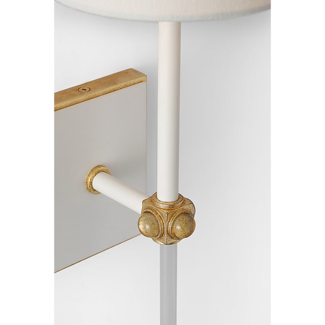 Visual Comfort Julie Neill for Visual Comfort Signature Lucia 21" Cordless Sconce in Matte White and Crystal with Linen Shade For Sale - Image 4 of 14