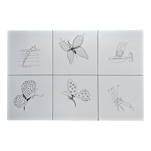 Ceramic Tiles by Gio Ponti for Ceramica Bardelli, Set of 6 For Sale