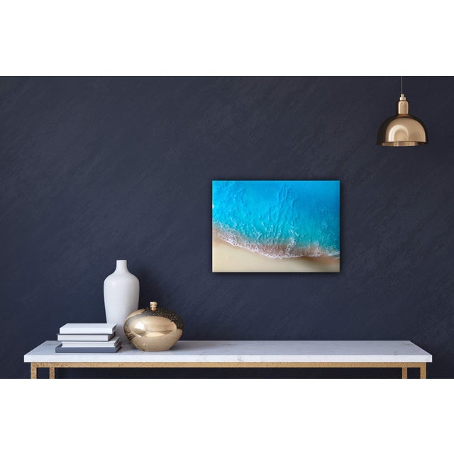 Abstract White Sand Beach #26 by Ana Hefco | Layered resin on wood panel Abstract depiction of a beach scene. For Sale - Image 3 of 4
