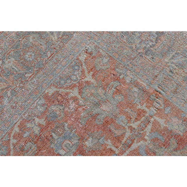 Antique Persian Sultanabad Rug With Floral Soft Red Field and Pale Blue Border For Sale - Image 15 of 15