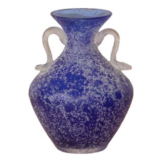 1960s Italian Blue Scavo Vase For Sale
