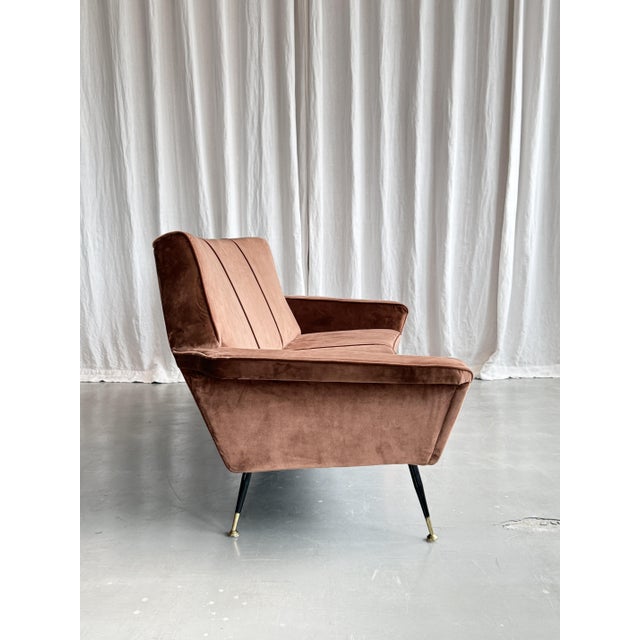 Mid-Century Modern Velvet Three-Seater Sofa by Marco Zanuso for Arflex, Italy, 1950s For Sale - Image 10 of 18