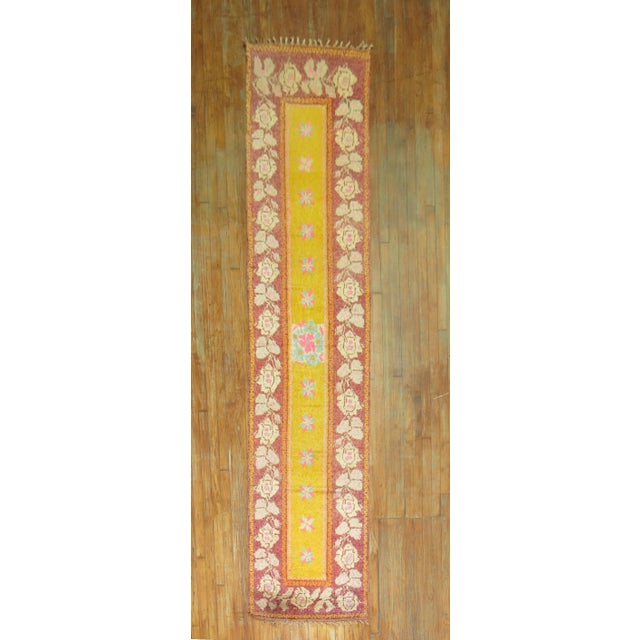 Textile Vintage Bright Yellow Turkish Tulu Runner - 2'6" x 11'10" For Sale - Image 7 of 7