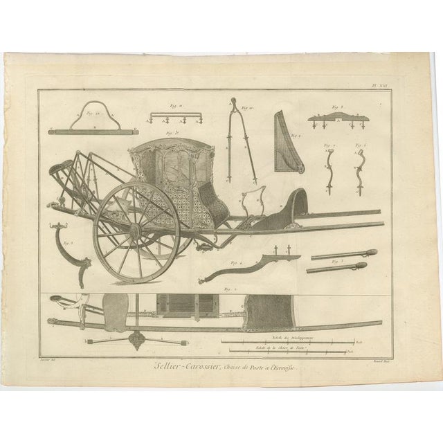 Three French Post Chaise & Cabriolet Engineering Engravings, 1771, Set of 3 For Sale - Image 6 of 9