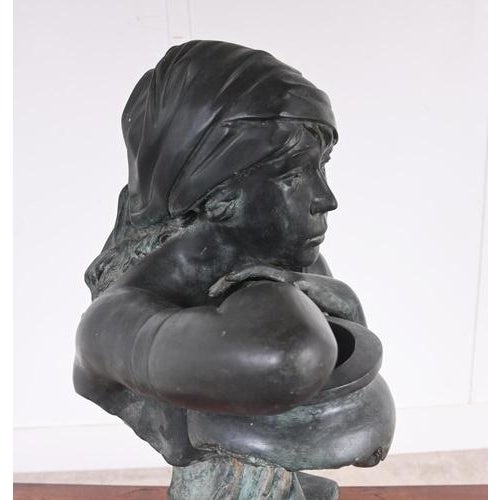 Gold Villanis, Art Nouveau Bust of Rebecca at the Well, 1800s, Bronze For Sale - Image 8 of 10
