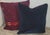 This pair of burg & indigo blue Mexican Indian weaving pillows are in fantastic condition.The backings are in a indigo...