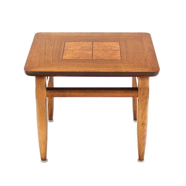 Mid 20th Century Set 3 Three American Burl Walnut Square End Side Occasional Tables Stands MINT! For Sale - Image 5 of 10