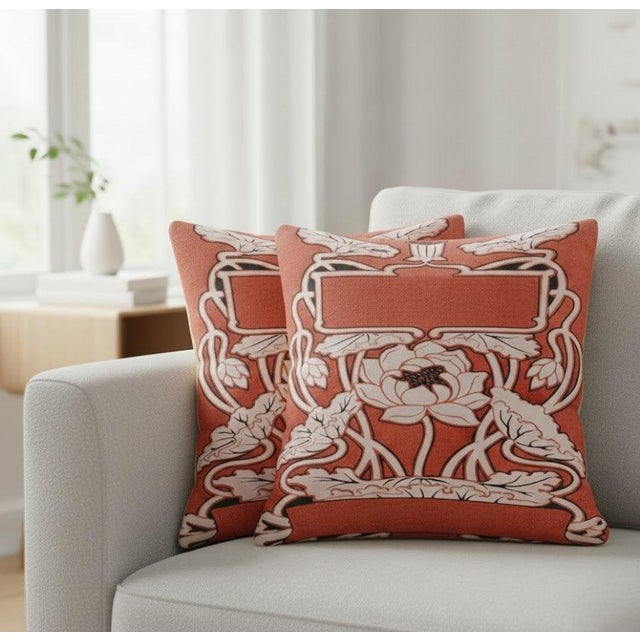 Exquisite Luxury Arts & Crafts Sofa Cushions / Pillows Cover With Insert For Sale - Image 4 of 4