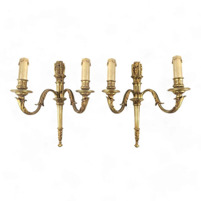 Louis XVI Style Bronze Wall Lights, Set of 2 For Sale - Image 9 of 9