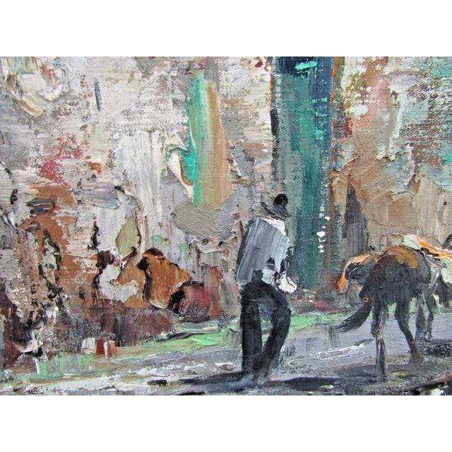 Vintage Durval Pereira Oil Painting Village Church Scene Brazil 47.5 X 23 Signed For Sale - Image 9 of 11
