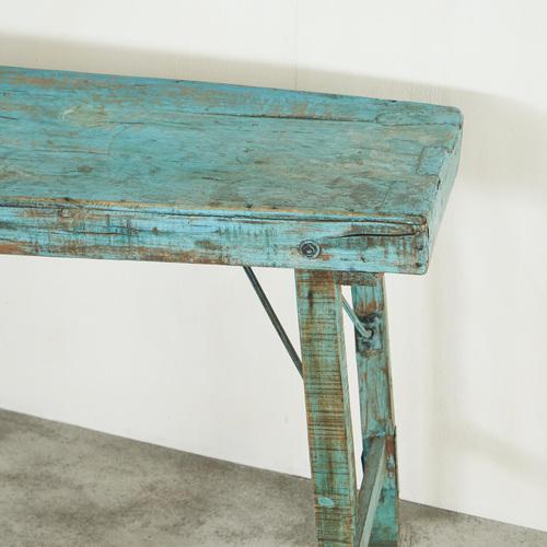 Vintage Wabi Sabi Console Table in Worn Turquoise, 1940s For Sale - Image 4 of 15