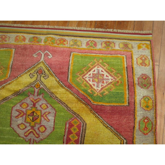 Hollywood Regency Apple Green Turkish Konya Carpet For Sale - Image 3 of 6