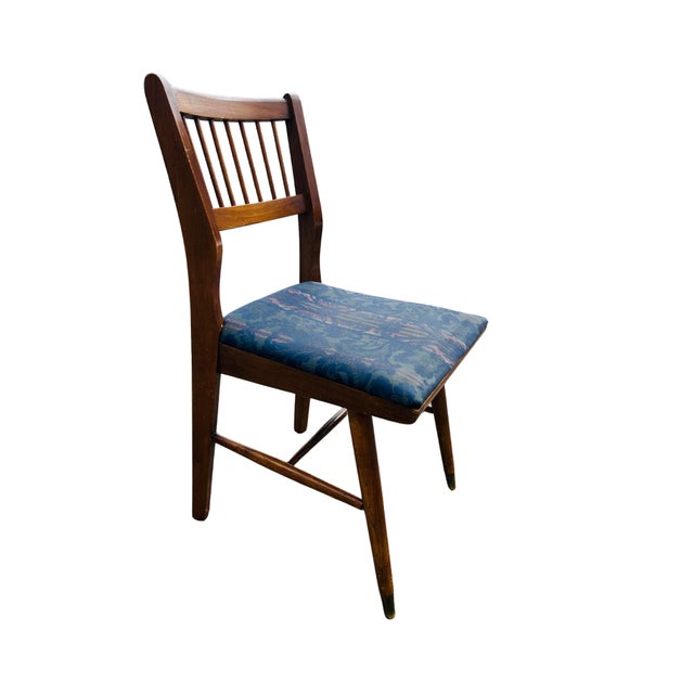 Set of 4 Mid-Century Modern Craddock Dining Chairs – Solid Walnut Spindle Back with Brass Ferrules – 1950s–1960s Retro...