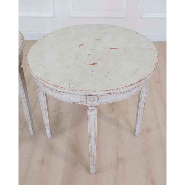 Mid 20th Century Pair of Swedish 20th Century Carved Round Tables For Sale - Image 5 of 10