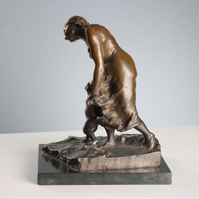 Antique Bronze Sculpture of Mother with Child, 20th Century For Sale - Image 6 of 8