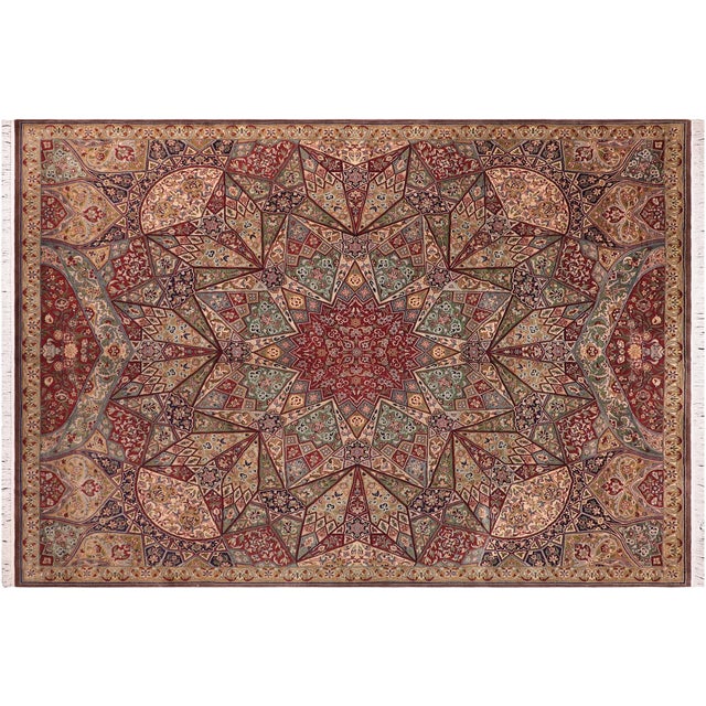 Brown Abstract Mughal Art 1990's Pak-Persian Brown/Multi Wool Rug - 9'1'' X 11'0'' For Sale - Image 8 of 9