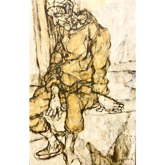 Early 20th Century Claude Weisbuch, Large French Figurative Expressionist Oil Painting Seated Figure Claude Weisbuch For Sale - Image 5 of 6