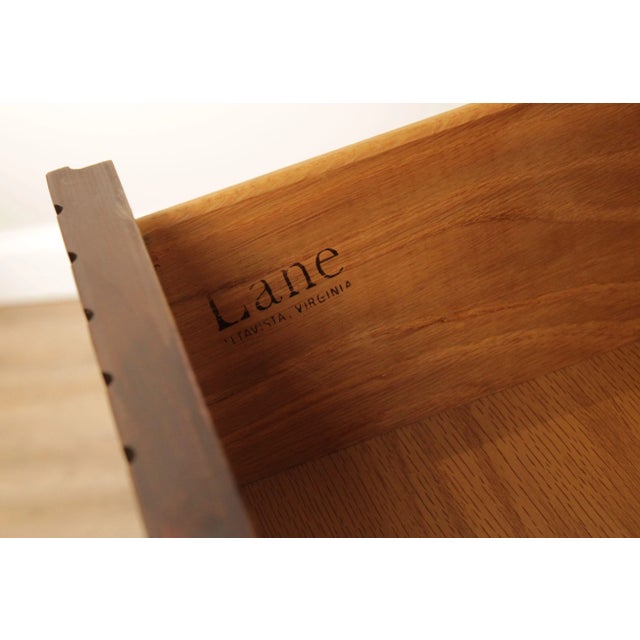 Lane Mid Century Modern Pecan & Rosewood Tall Chest For Sale - Image 9 of 13
