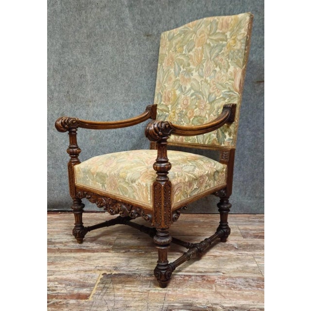 Armchair in Carved Walnut For Sale - Image 5 of 9