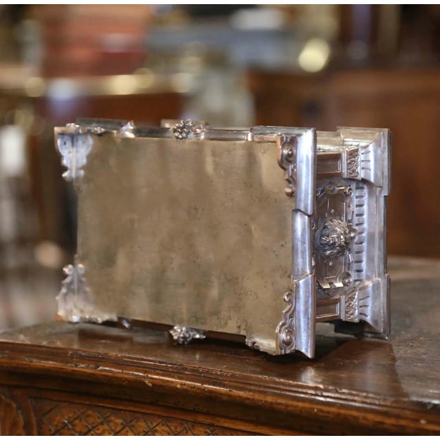 19th Century French Silver Plated Over Bronze Jewelry Box With Repousse Motifs For Sale - Image 10 of 10