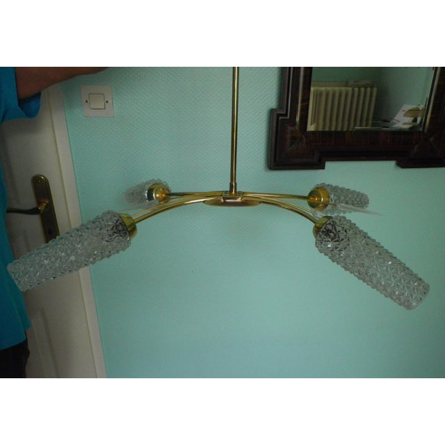 Four-Light Pendant Lamp with Diamond-Cut Glass Shade, 1980s For Sale - Image 12 of 17