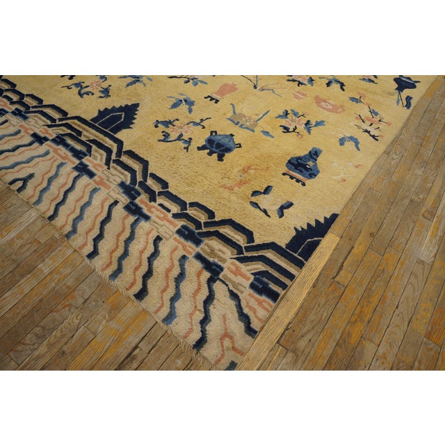 Canary Yellow Striking Yellow-Canary Background Color With Nice Foliate Pattern Antique Chinese Ningxia Rug For Sale - Image 8 of 8