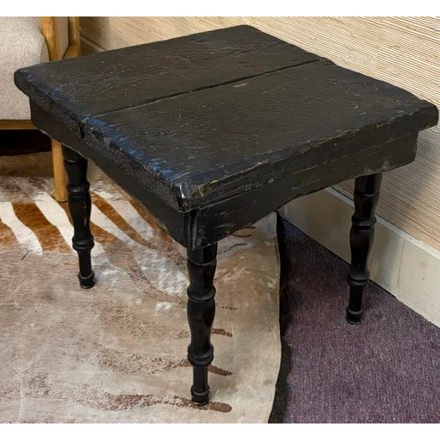 Early 20th Century Rustic Dark Finish Side Table With Turned Legs For Sale - Image 5 of 5