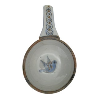 El Palomar Ken Edwards Blue Bird Tonala Mexico Folk Art Hanging Pot With Handle For Sale