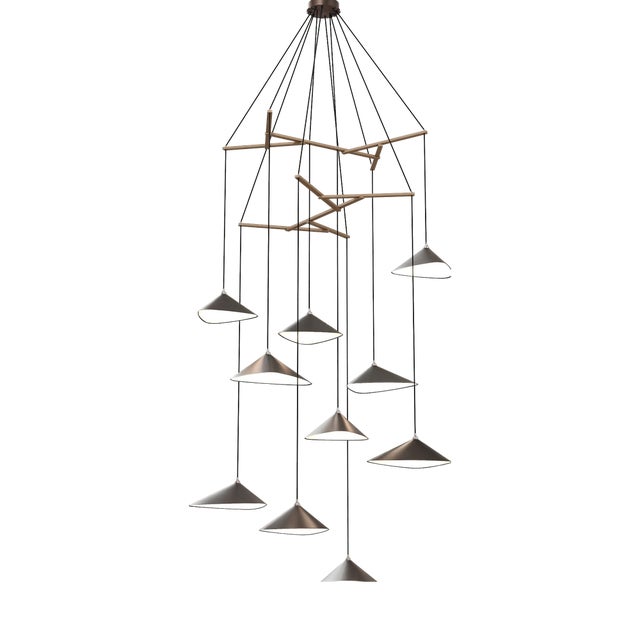 Emily V10 Group Pendant Light in Dark Bronze Semi-Matte by Daniel Becker for Moss Objects For Sale