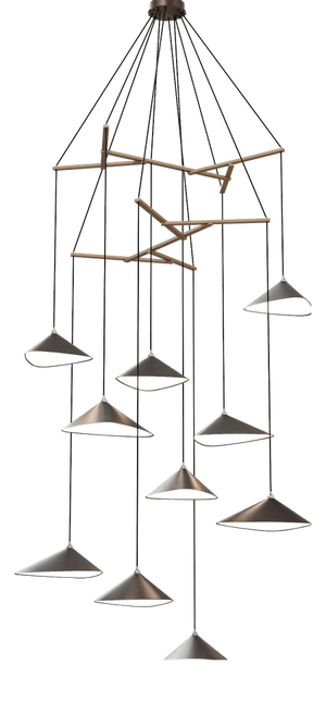 Emily V10 Group Pendant Light in Dark Bronze Semi-Matte by Daniel Becker for Moss Objects