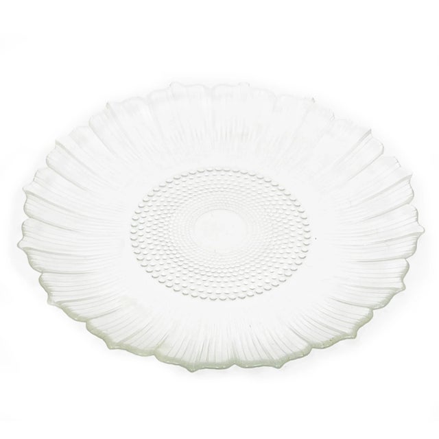 Mid-Century Modern Mid-Century Modern Flower Shaped Clear Glass Plates- 6 Pieces For Sale - Image 3 of 4
