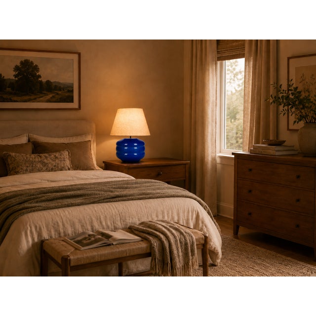 Not Yet Made - Made To Order Hand-Blown Glass Table Lamp with Linen Shade in Rose by Svitanok For Sale - Image 5 of 6