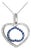 18K White Gold Double Heart Pendant with Diamonds & Sapphires For Sale