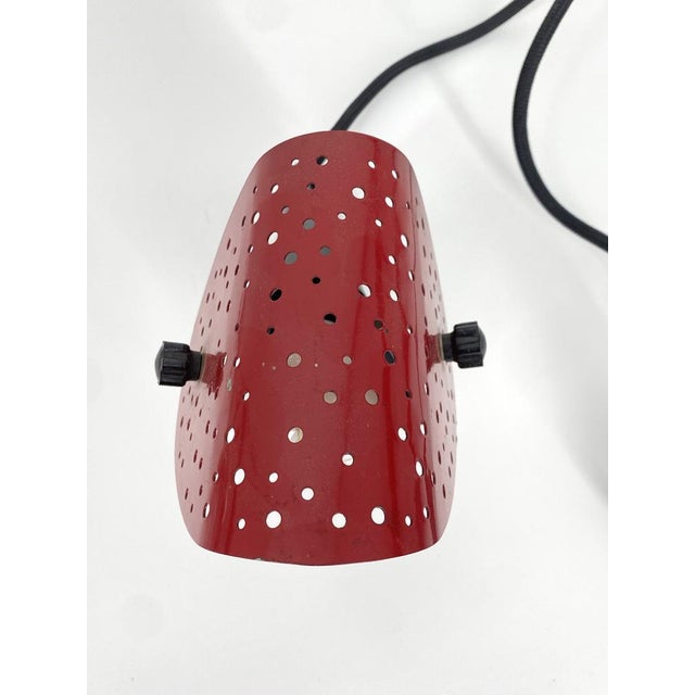 Red Table Lamp with Perforated Shade by Ernst Igl for Hillebrand, 1950s For Sale - Image 8 of 18