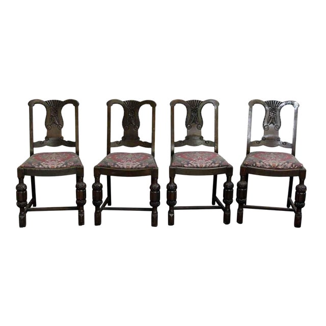 Carved Wood Chairs Set of 4 Chairish