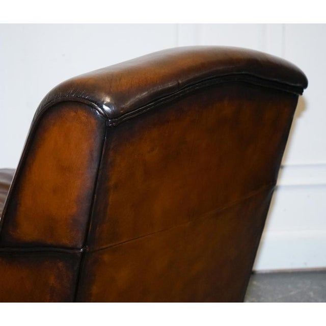 Set of Cigar Hand Dyed Leather Chairs For Sale - Image 17 of 18