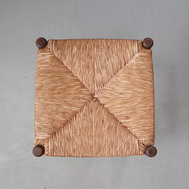 Wood Wood and Rush Stools, 1960s, Set of 3 For Sale - Image 7 of 9