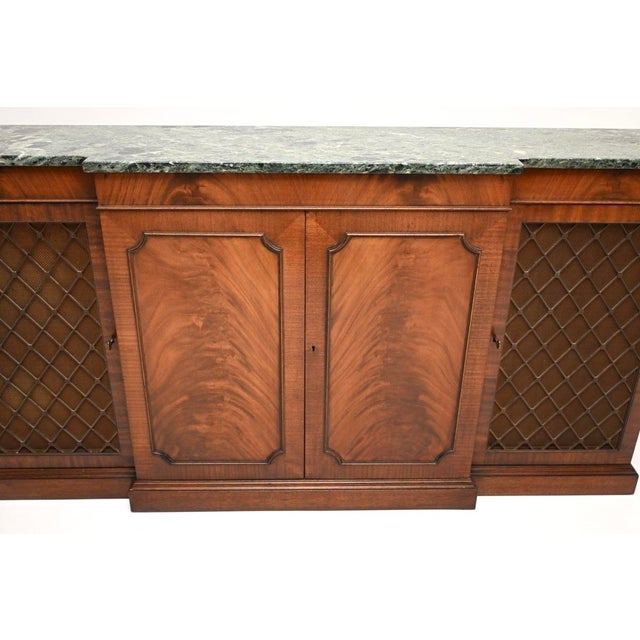 Antique Marble Top Grill Front Sideboard, 1930 For Sale - Image 9 of 11
