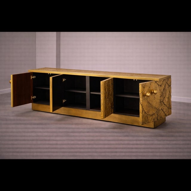 Contemporary Handcrafted Brass and Bronze Credenza from Justfurnituress SRL For Sale - Image 3 of 9
