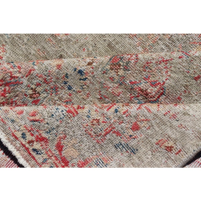 Distressed and Rustic Looking Antique Persian Mahal Rug With Red 5'2 X 6'5 For Sale - Image 13 of 14