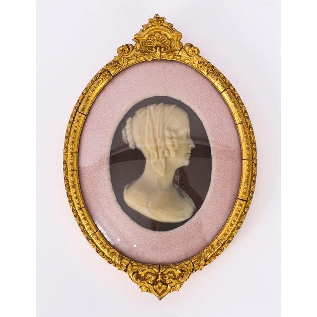 Wax Antique Framed Wax Portrait Reliefs of Mr. And Mrs. Blaauw, 19th Century, Set of 2 For Sale - Image 7 of 13